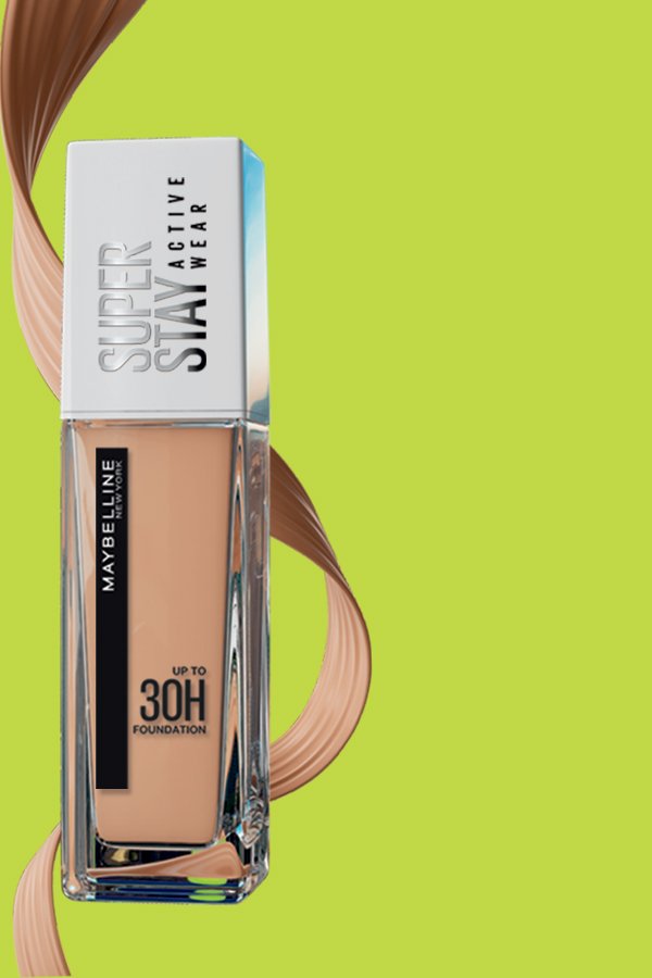 Maybelline Colossal Curl Bounce packshot and brush, on yellow background